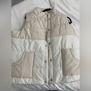 Mud Pie Beige and White Puffer Vest